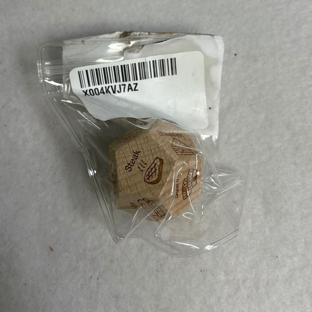 Novelty Food Decision Maker OS Tan Wood Engraved Dinner Dice
